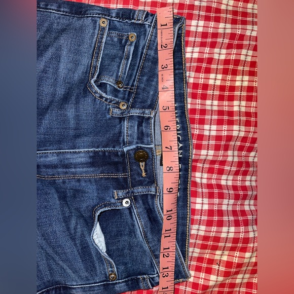 American Eagle Super Hi Rise Flare Blue Denim Jeans High Waisted Size 6 Regular - Picture 7 of 10